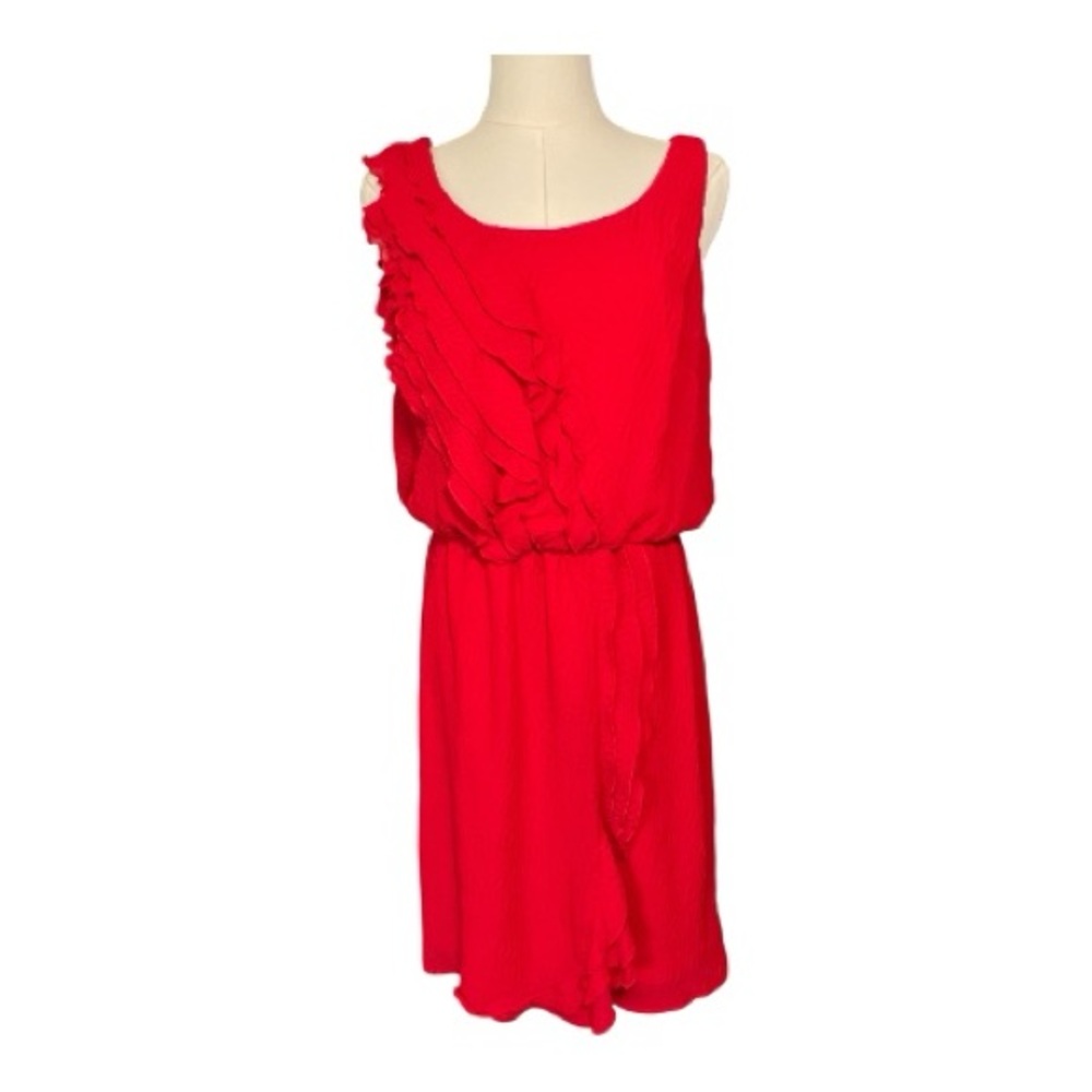 EUC Emma & Michele women’s red sleeveless tiered ruffle dress | size 10